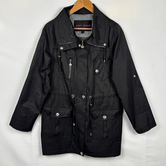 Betsey Johnson Jackets & Blazers - Betsey Johnson Womens Rain Trench Coat Sz S Button & Zip Midi Detective Jacket